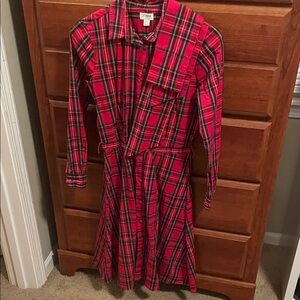 J. Crew Red and Black Plaid Shirt Dress with Belt